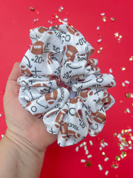 White Football Touchdown Oversized Scrunchy