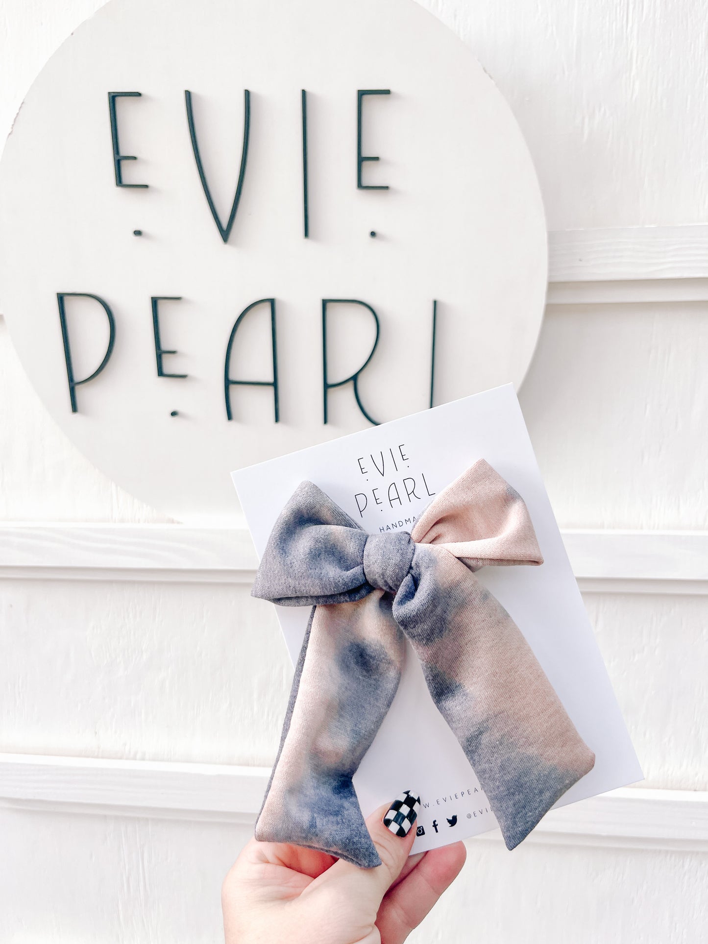 Fall Neutral TieDye LongTailed Bow Gray & Black Hair Bow with Alligator Clip