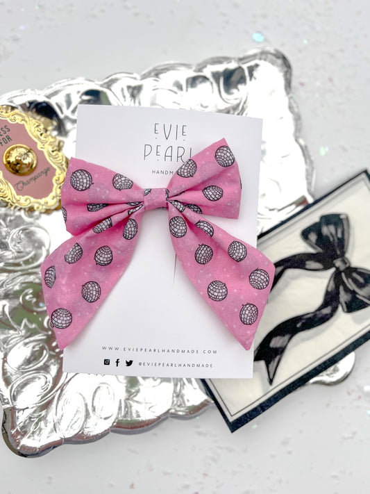 Pink Disco Medium Sailor Bow