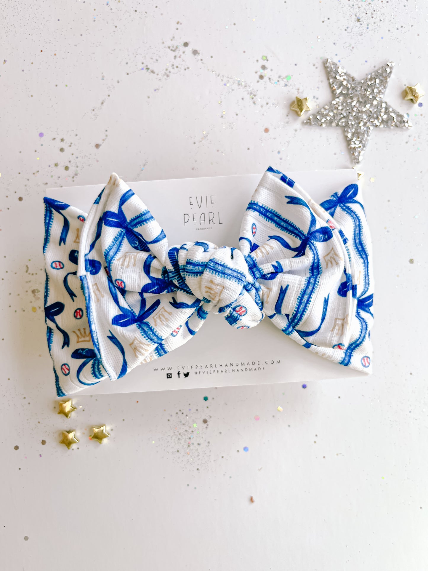 Blue KC Bows Baby Bow Turban