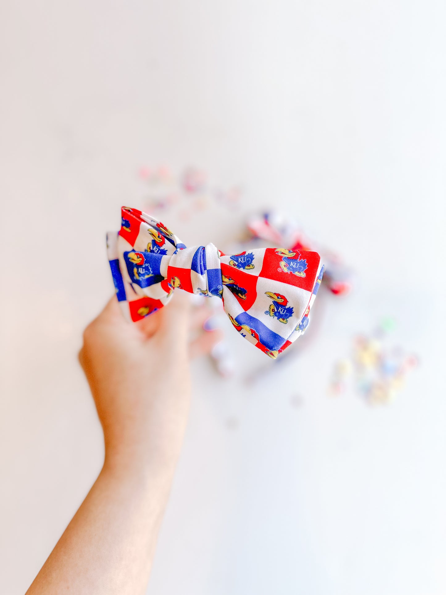 KU Checkered Bow Headband