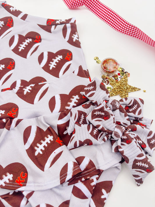 Football Hearts KC Medium Pigtails