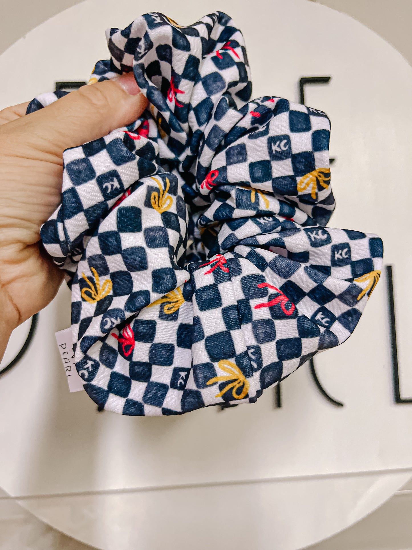 Black KC Bows Checkered Oversized Scrunchy R2S