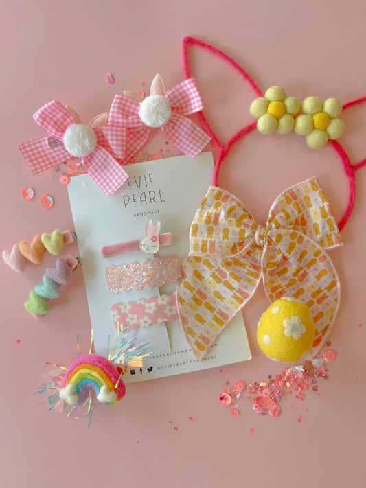 Bunny Gingham Pigtail Set