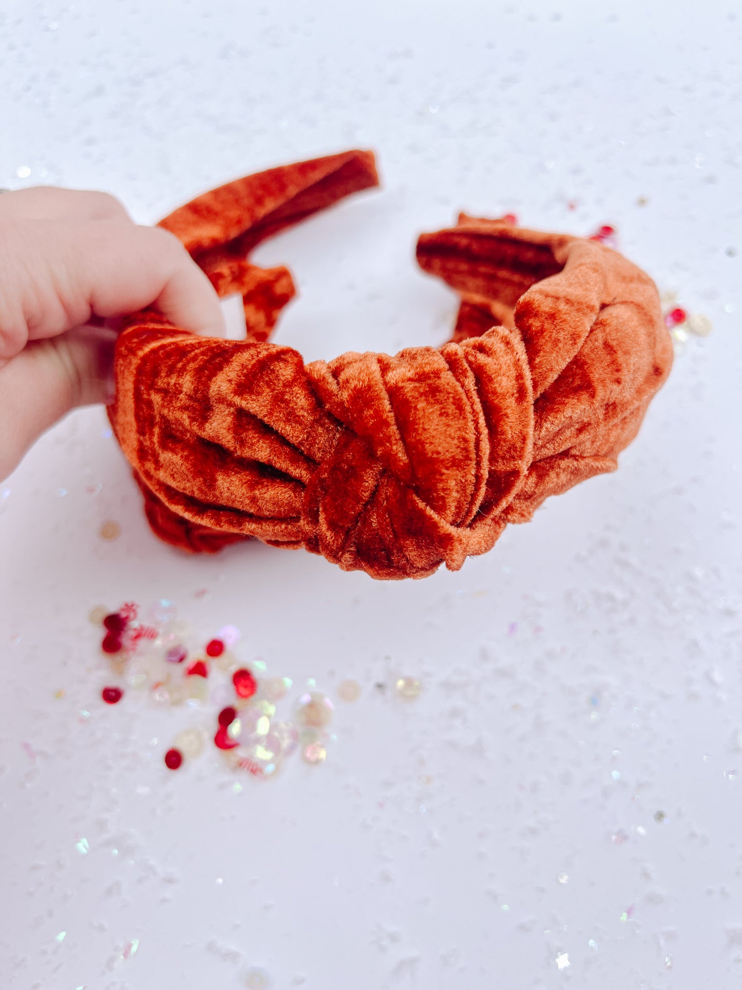 Pumpkin Spice Velvet Luxe Knotted Headband for Girls & Women