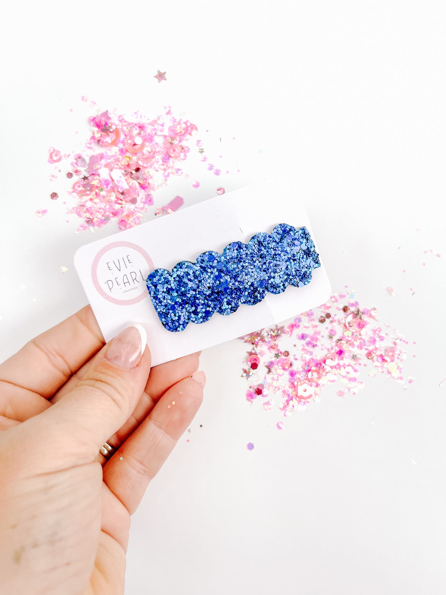Navy Glitter Single Snap Clip