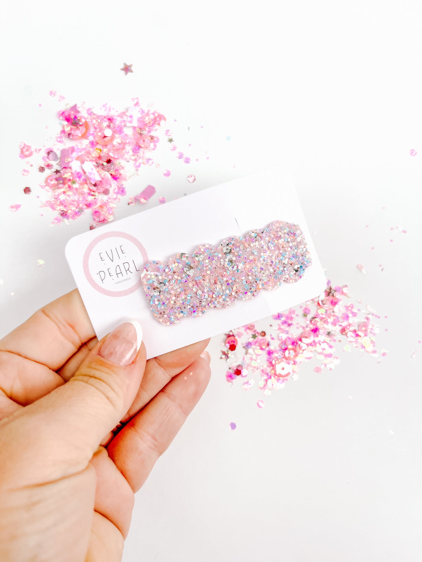 Cotton Candy-Pink|Blue|Silver Glitter Single Snap Clip