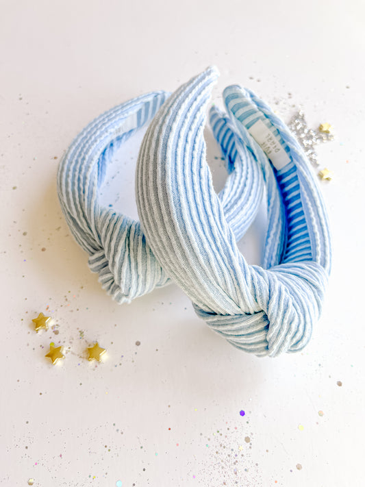 Baby Blue Ribbed Knotted Headband