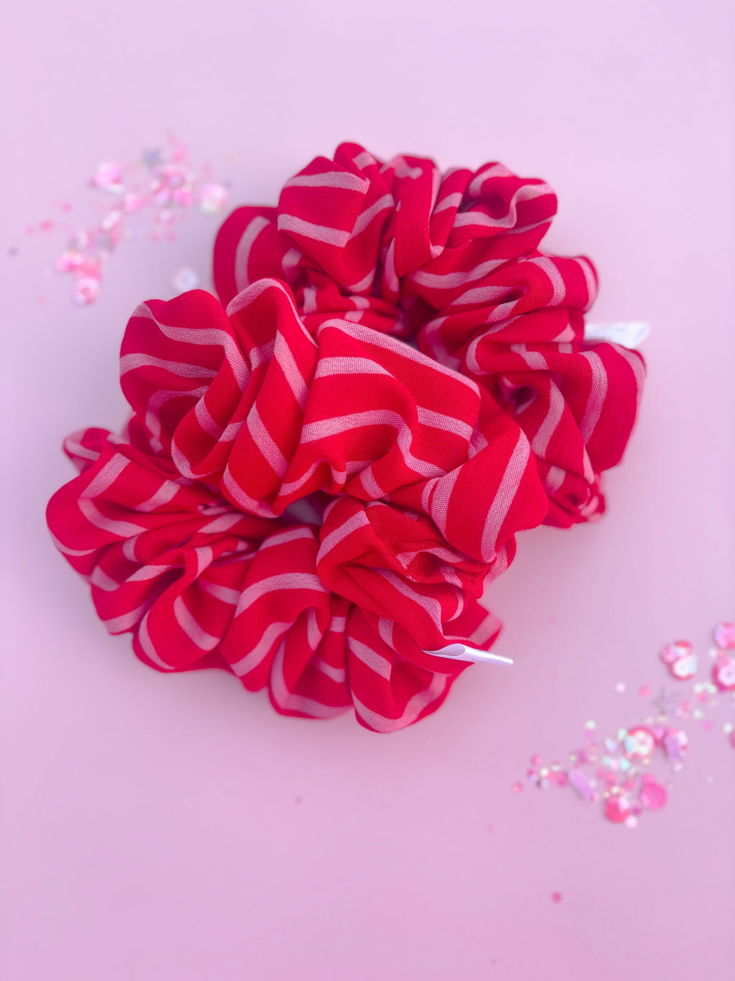 Red & Pink Stripe Oversized Scrunchy