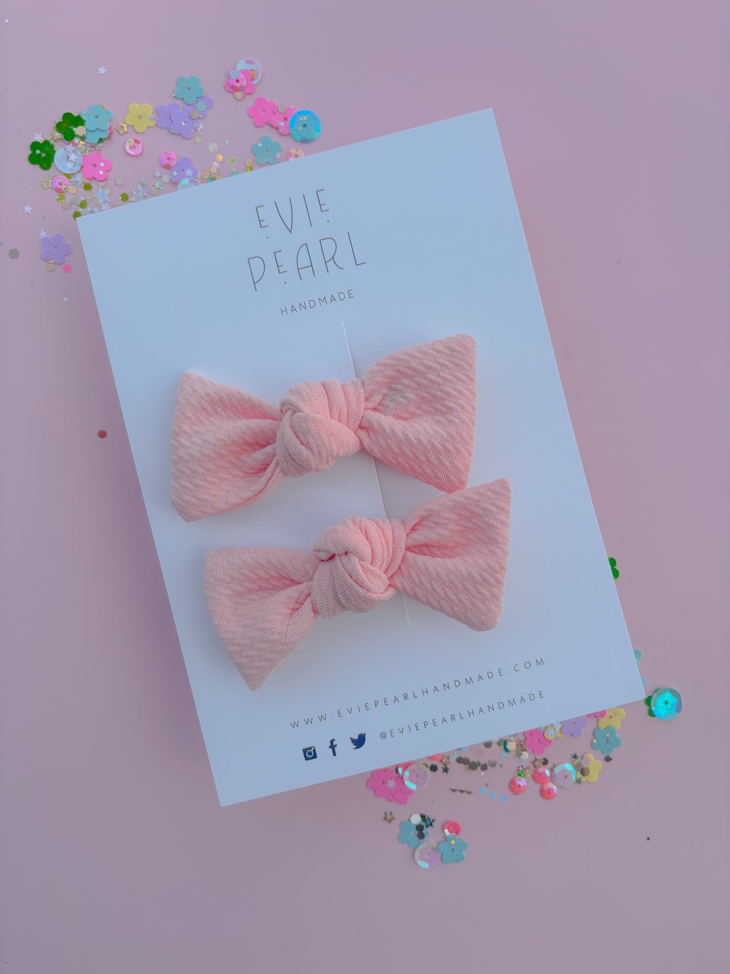 Light Pink Bullet Knot Bow Pigtail Set