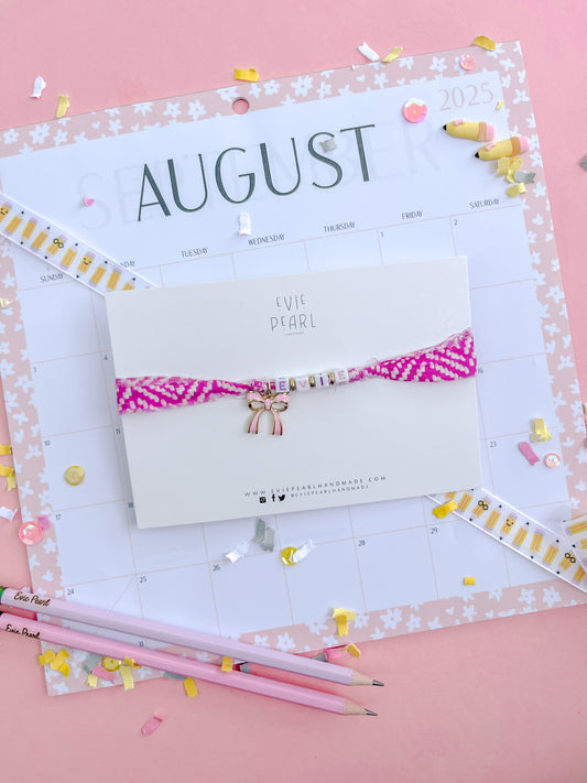 Name Bow Charm Wrap Bracelet Made By Evie Pearl