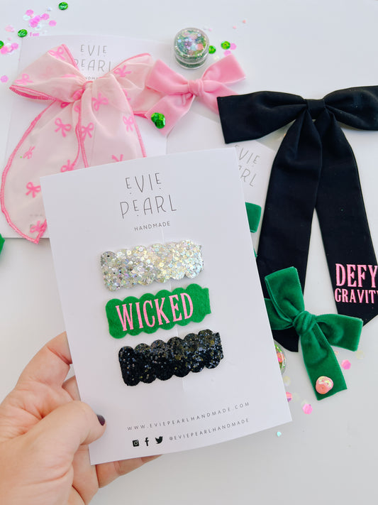 Wicked Glitter Sparkle Snap Clip Set