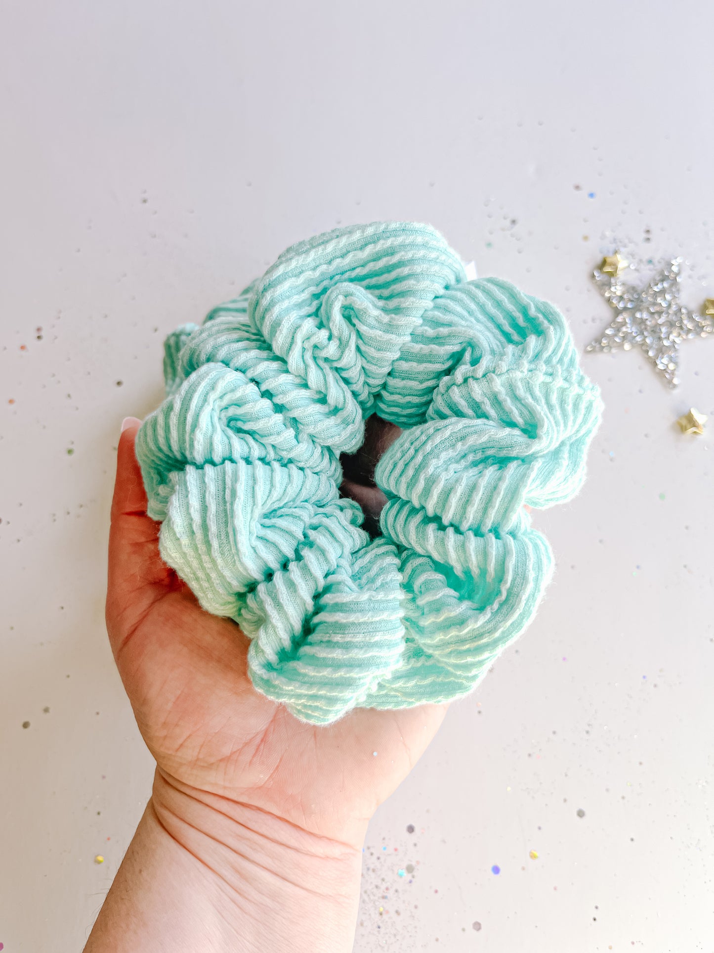 Teal Ribbed Regular Scrunchy