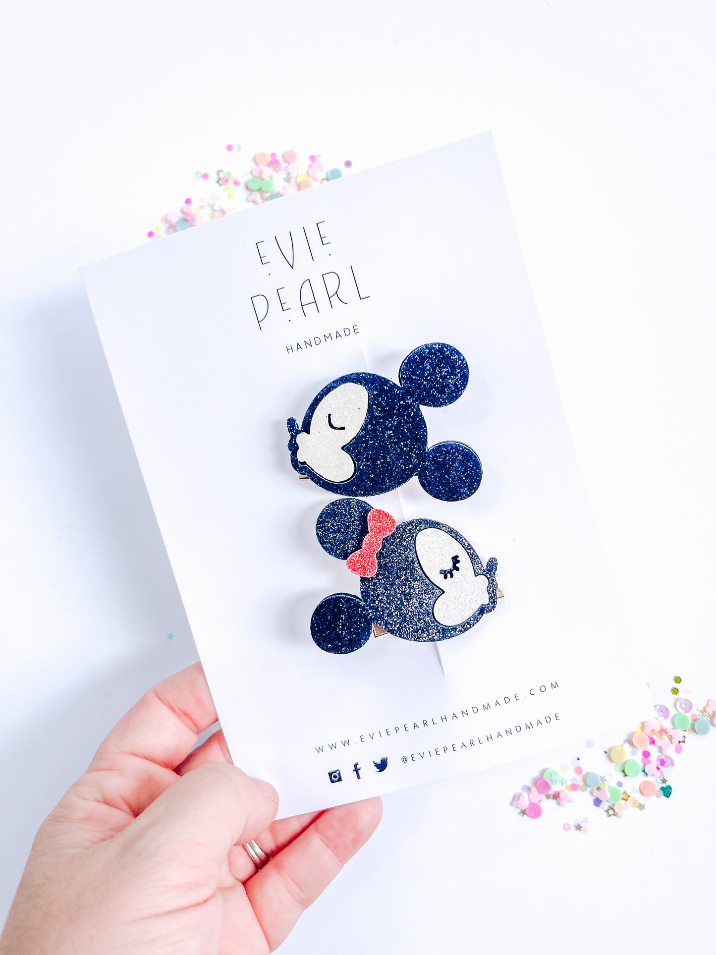 Mouse Head & Mouse Head with Bow Clip Set