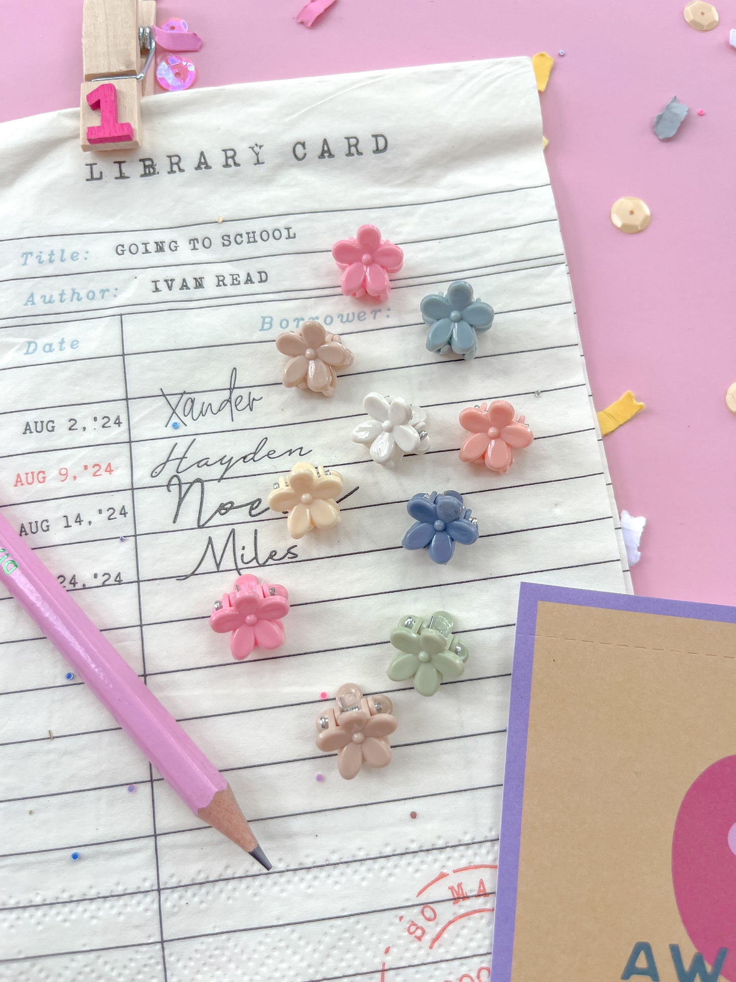 Mini Flower Claw Clips Set of Ten