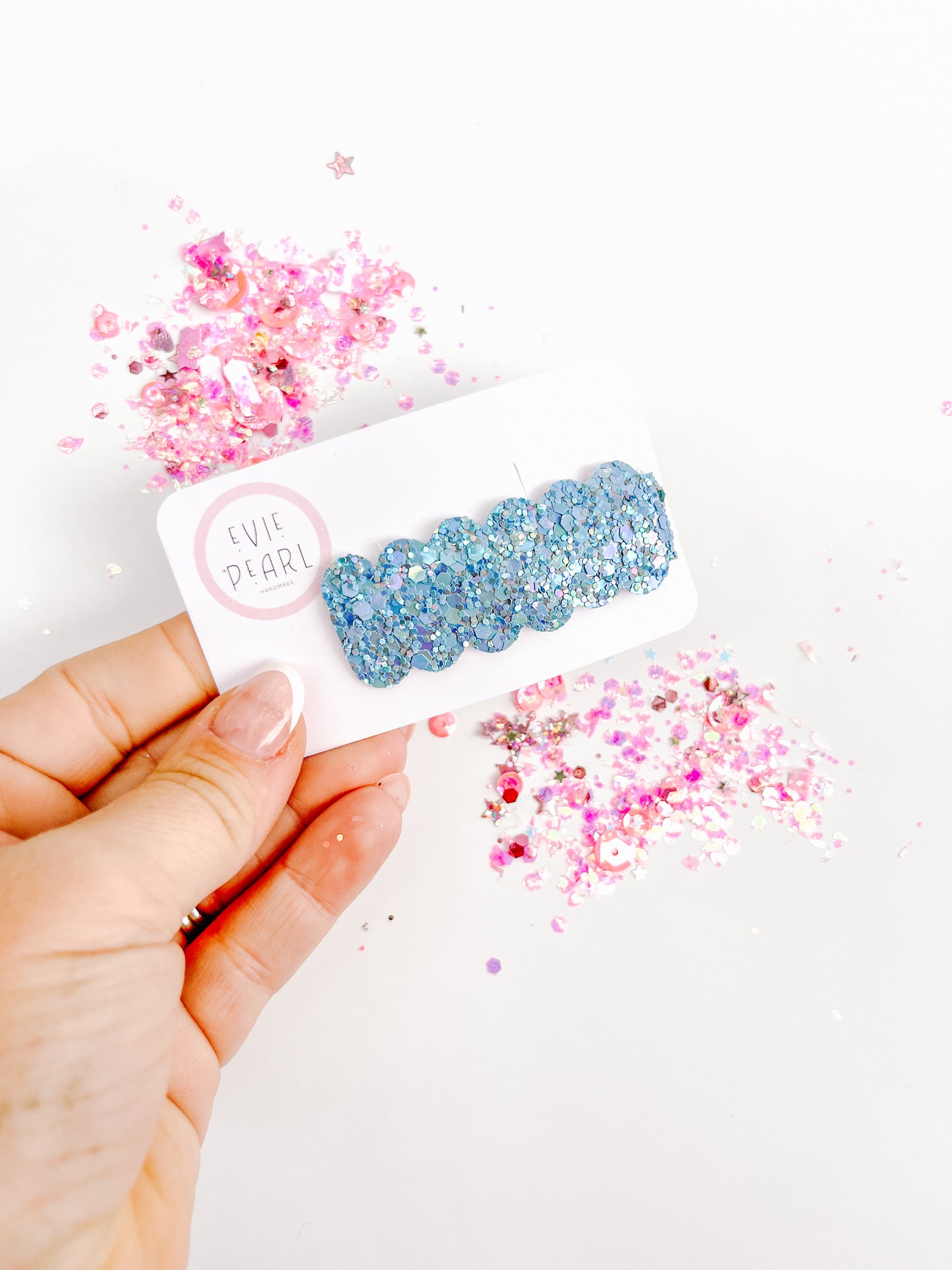 Slate Blue Glitter Single Snap Clip