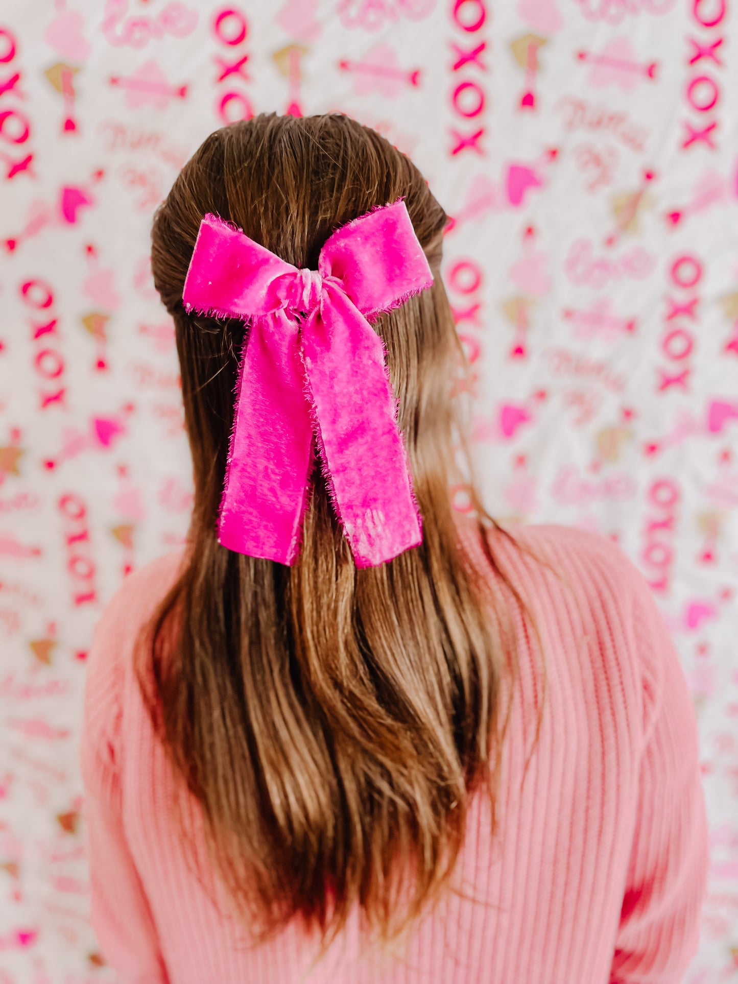 Oversized Hot Pink Silk Raw Edged Bow