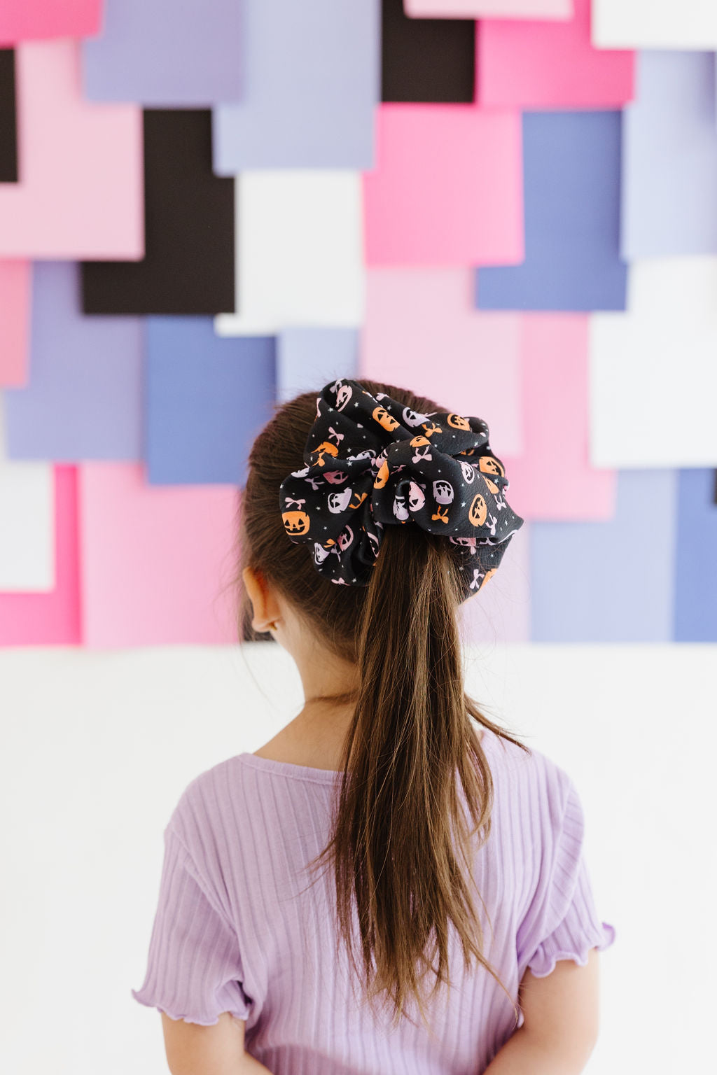 Black|Pumpkin Bow Buckets Oversized Scrunchie