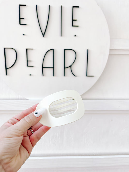 White Flat Claw Clip