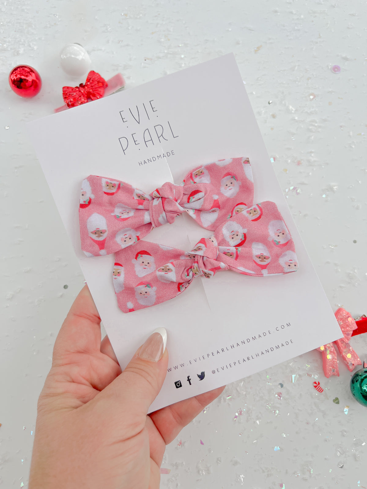 Pink Santa Knot Bow Pigtails