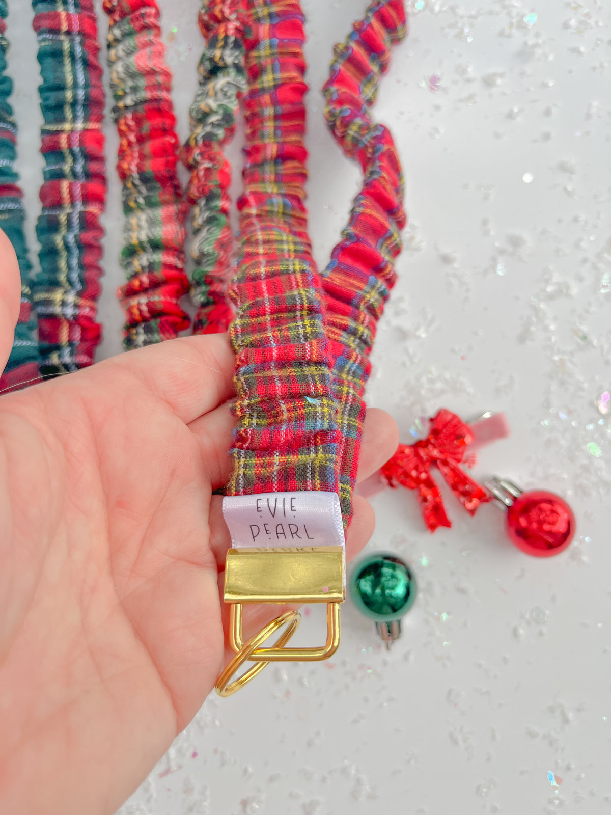 Christmas Plaid Scrunchy Teacher Lanyard