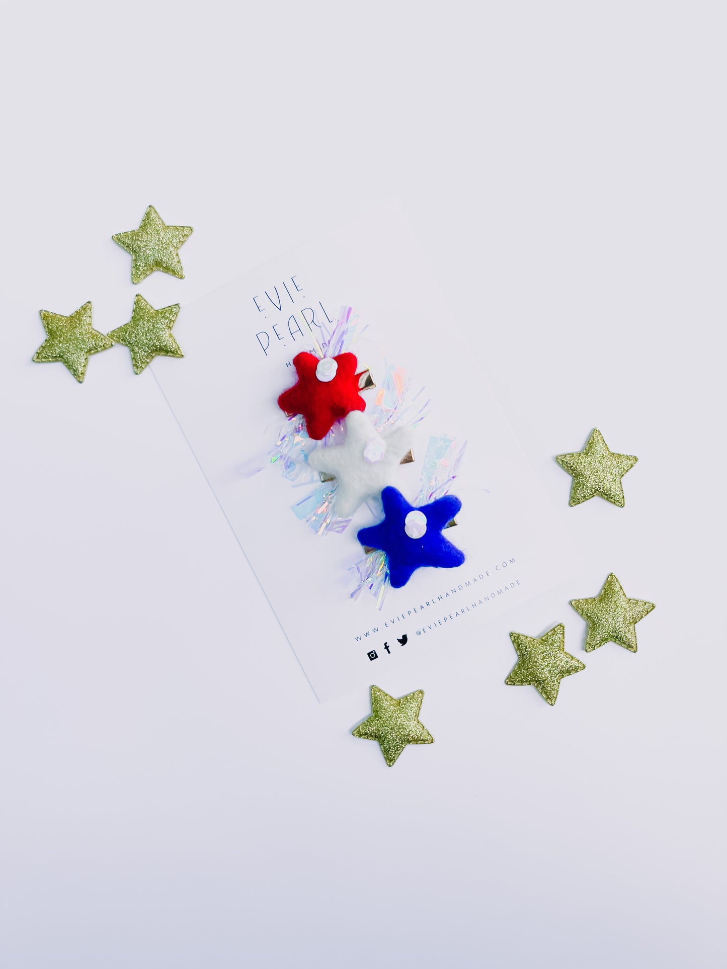 Trio sequin star tinsel Clip Set