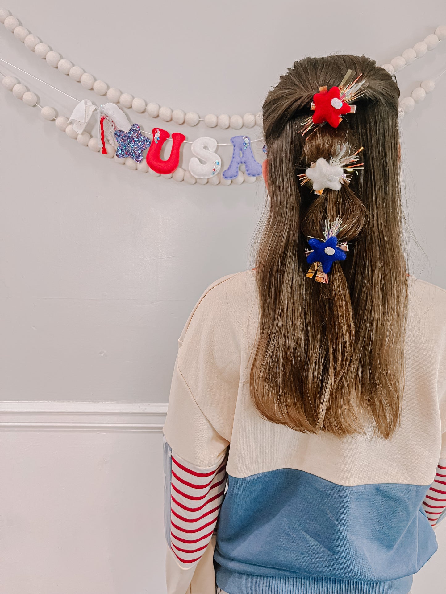 Trio sequin star tinsel Clip Set