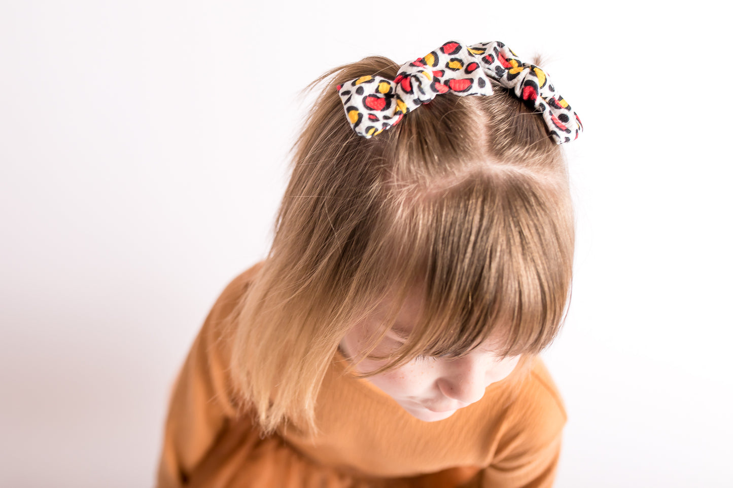 Kansas City Leopard Red Gold Knot Bow Pigtail Set