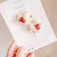 White Heart Red Bow Minnie Popsicle Pigtail Clips