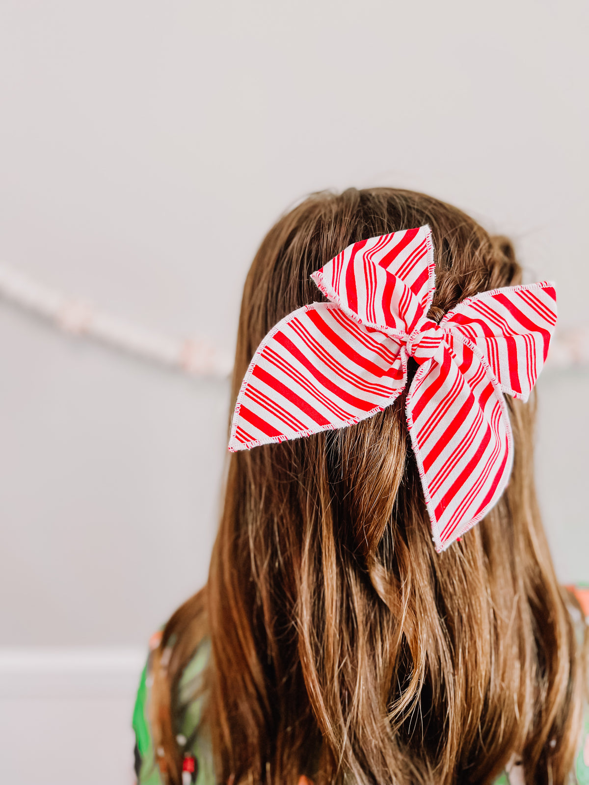 Oversized Red White Stripe Candy Cane Peppermint Bow