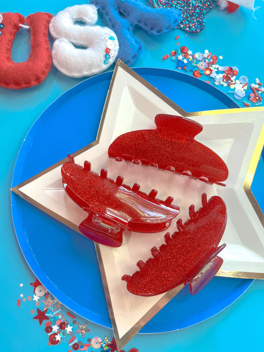 Red Glitter Medium Claw Clip