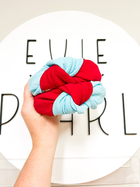 Teal & Red Colorblock Knotted Headband