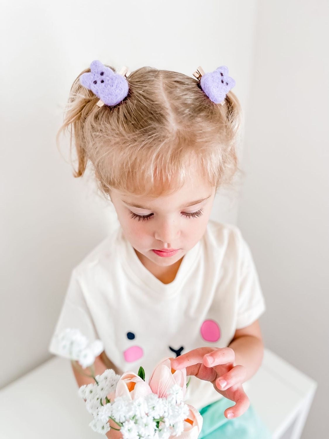 Lilac Purple Peep Pigtail Clips