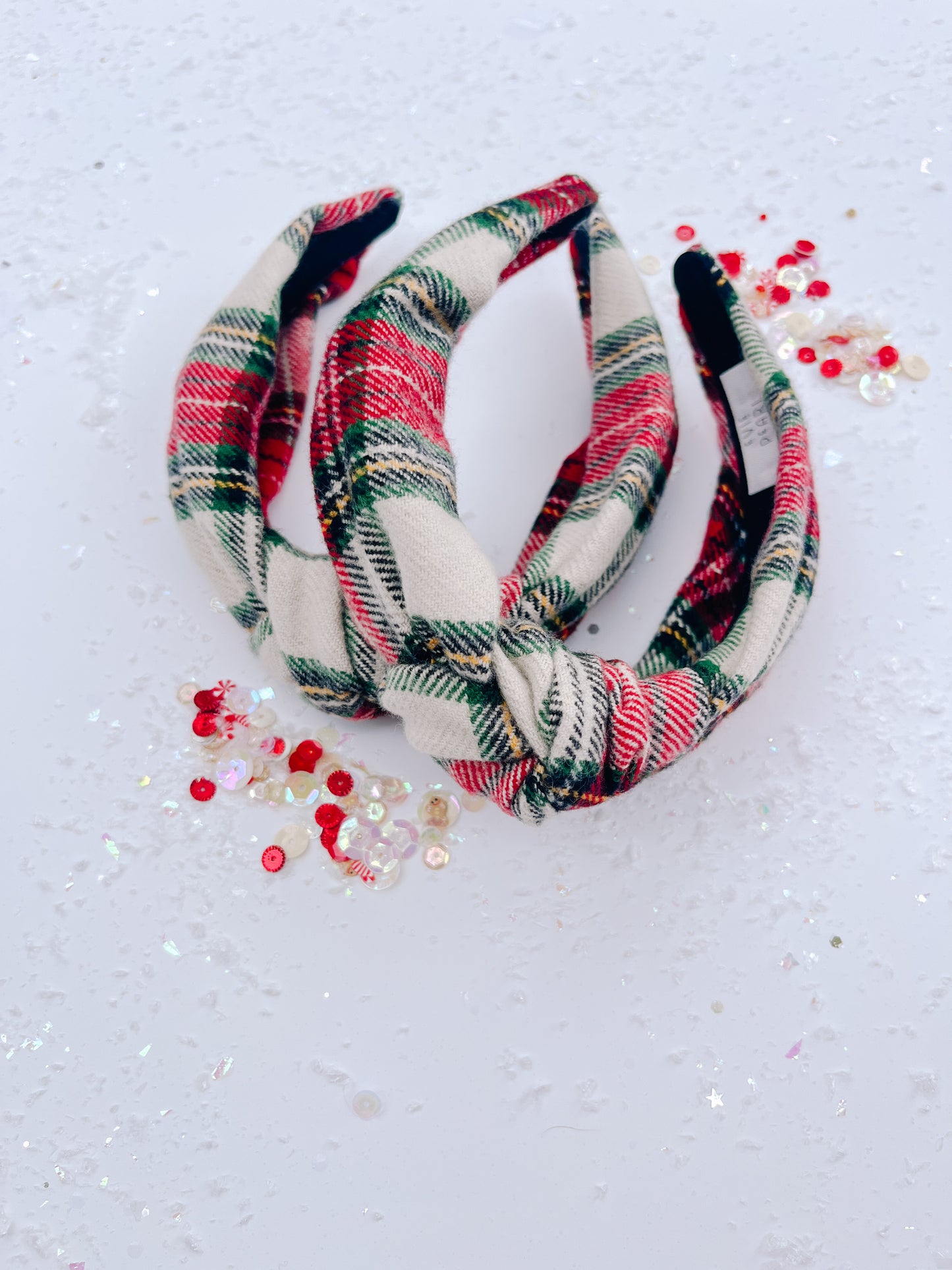 Red White Plaid Knotted Headband for Girls & Women