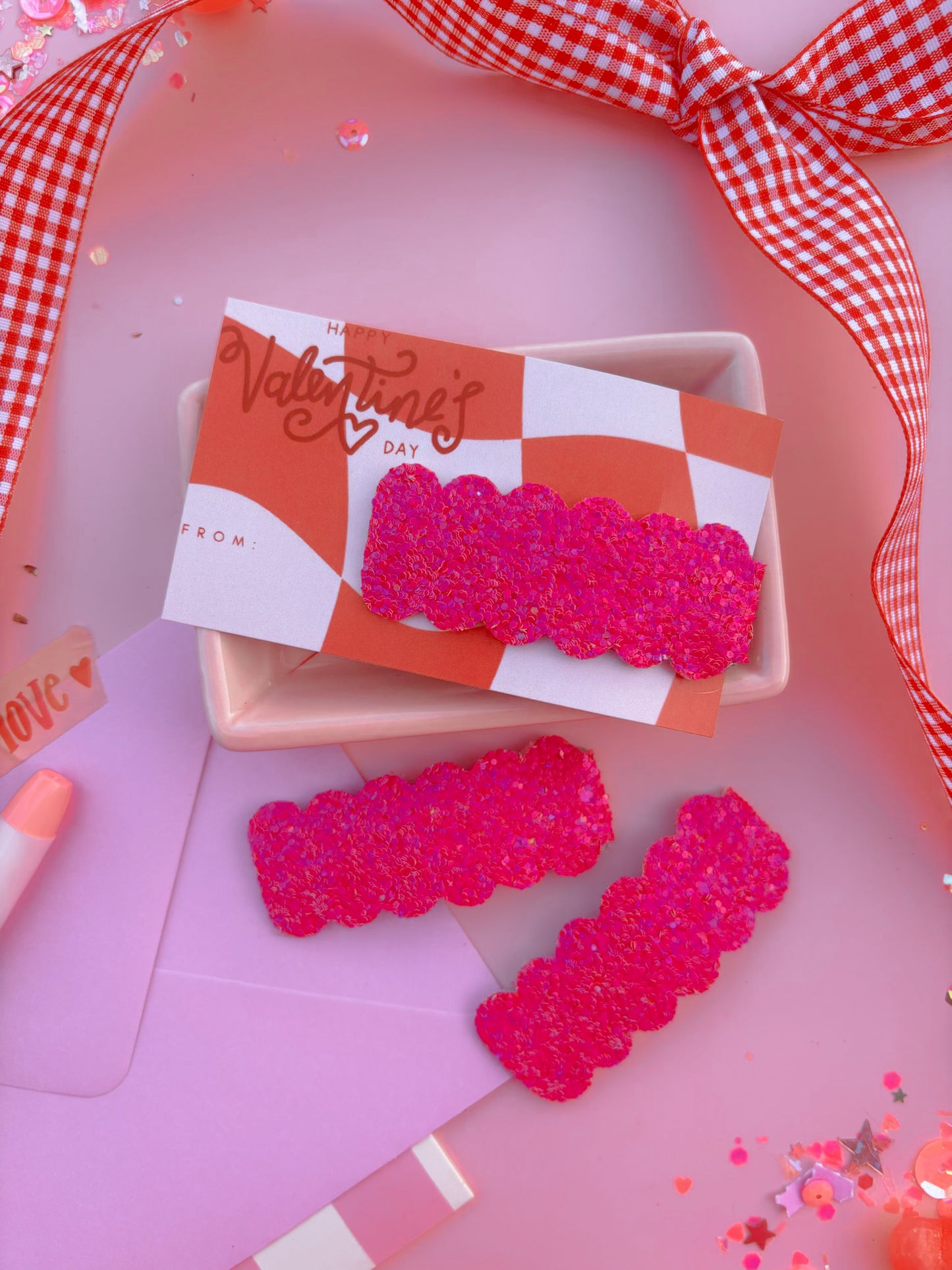 Magenta Pink Glitter Snap Clip