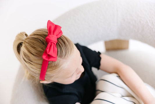 Red Solid Bow Headband