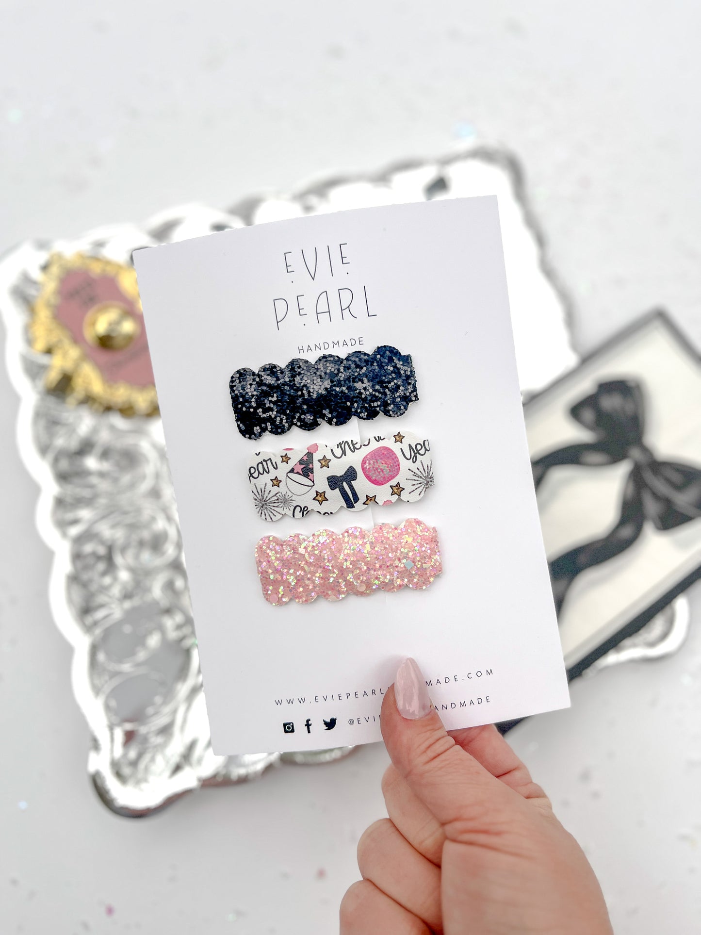 Happy New Year Glitter Snap Clip Set