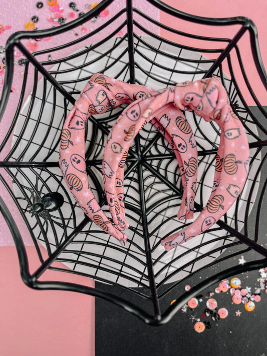 Pink|Ghost Knotted Headband for Girls & Women