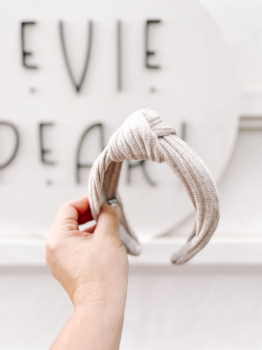 Stone Ribbed Knit Knotted Headband for Girls & Women