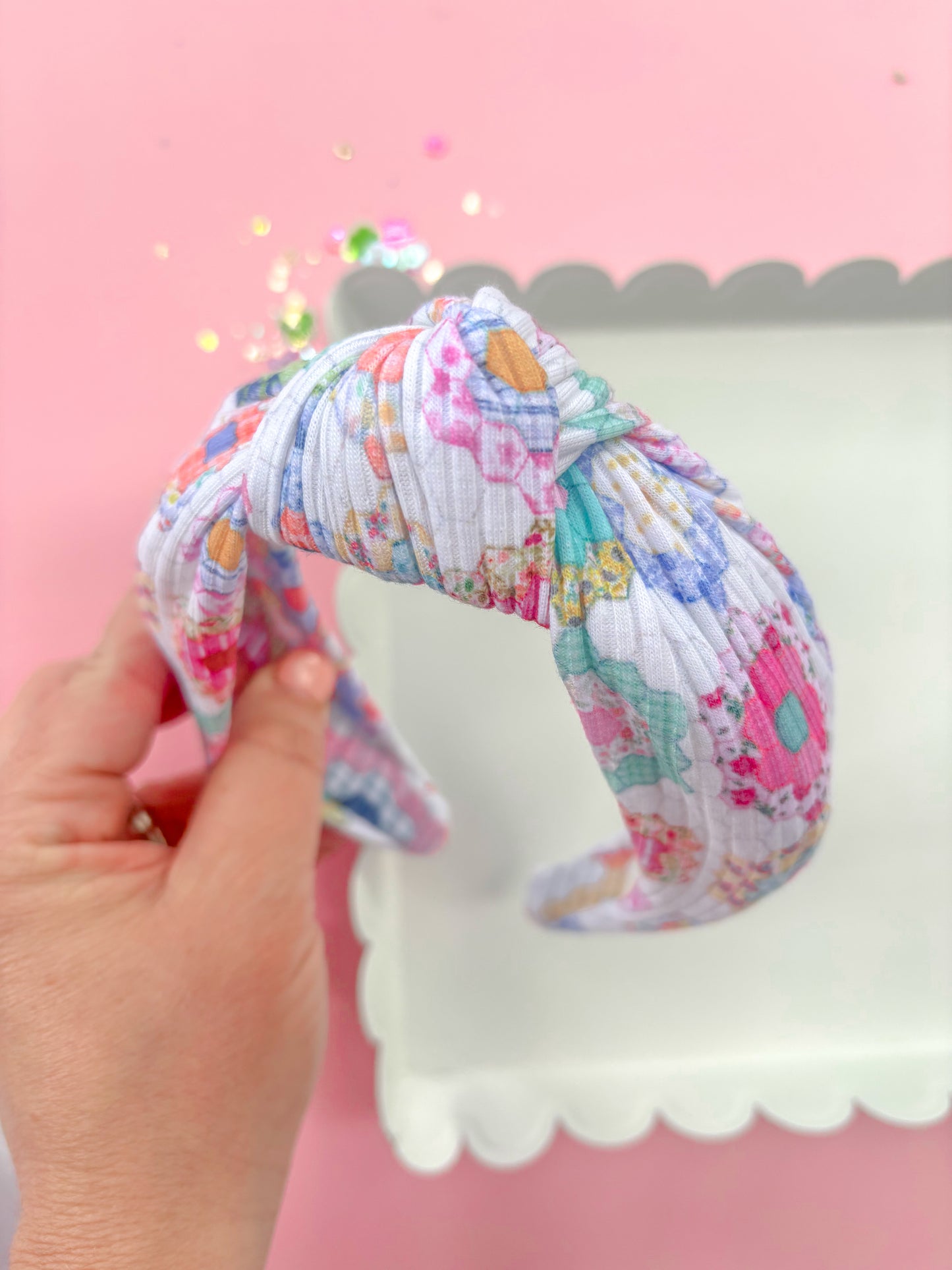 Heirloom Daisy Patchwork Knotted Headband for girls & women