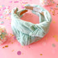 Minty Tulle Swiss Dot Knotted Headband