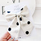 Cream Black Polka Dot Medium Sailor Hair Bow