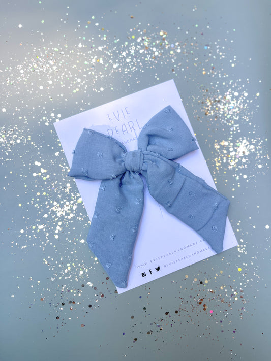 Light Blue Swiss Dot XL Pinwheel Bow