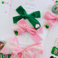 WICKED Green & Pink Sequin Sparkle Hair Bow Set
