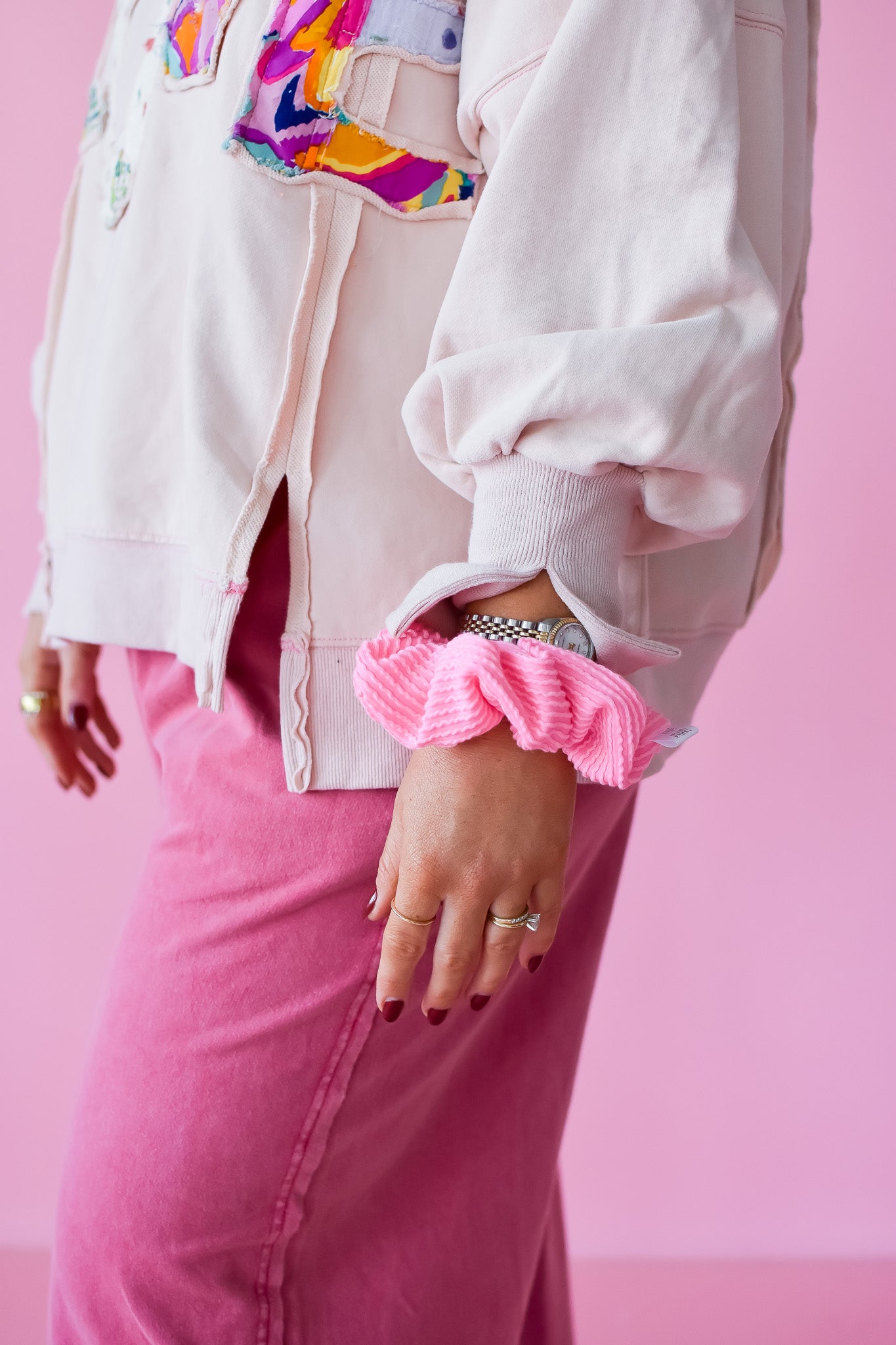 Kasie Bubblegum Pink Ribbed Regular Scrunchy