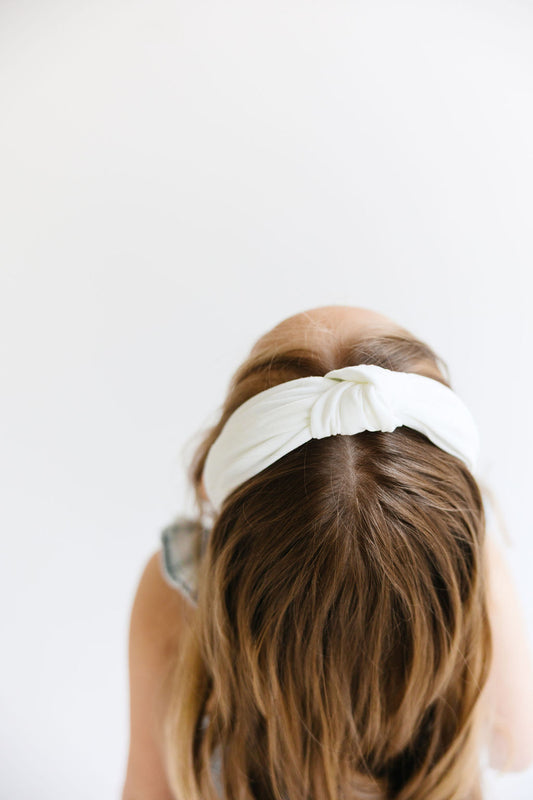 White Solid Knotted Headband