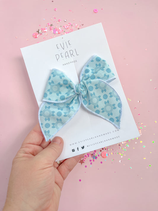 Oversized Teal Quilt Bow