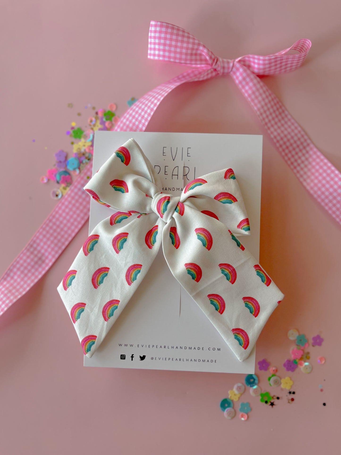 White Rainbow XL Pinwheel Bow