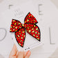 Red Leopard Black Stitching Bow