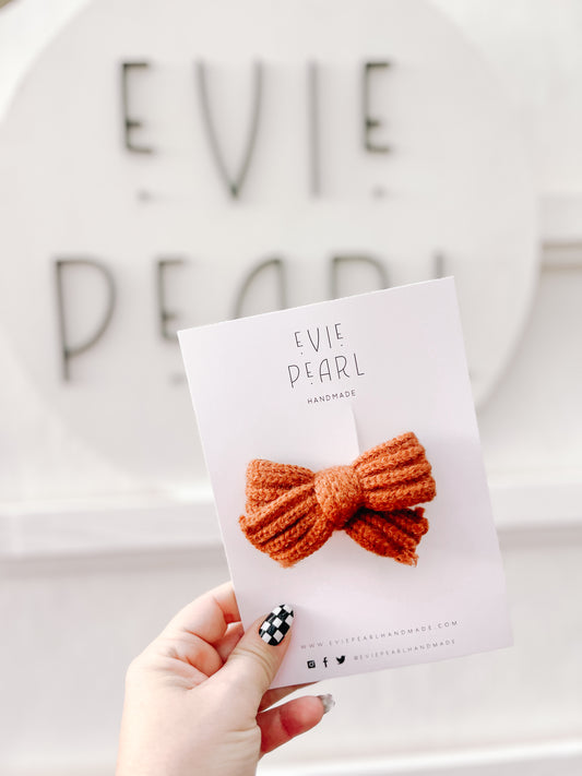 Rust Knit Hair Bow